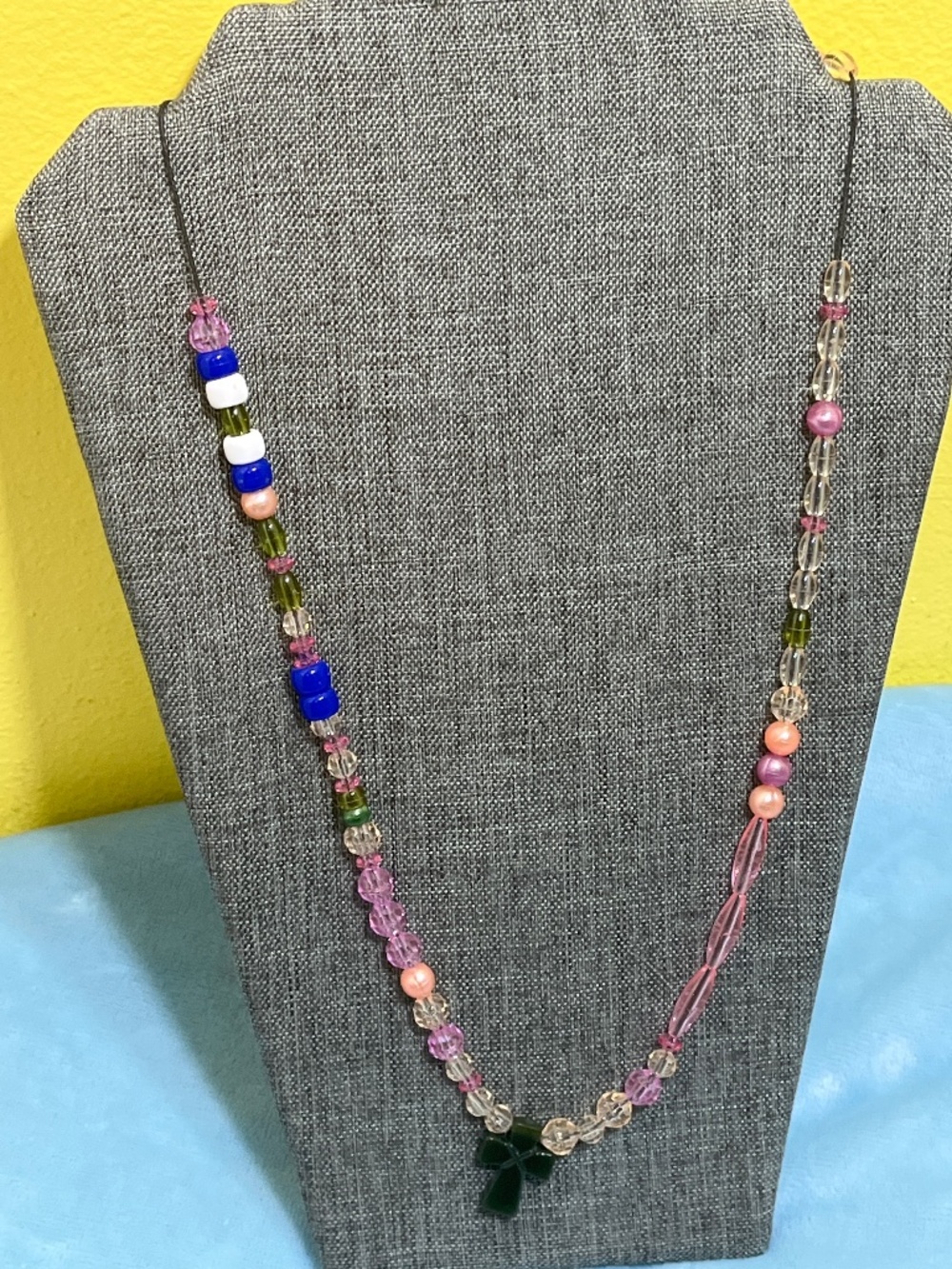 Handmade beaded cross necklace